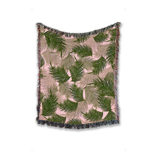 Load image into Gallery viewer, Palm Tree Leaves Woven Throw Blanket, Cozy And Stylish, Interior Decor Blanket, Home Accent, Home Accessory, Tropical Design