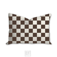 Load image into Gallery viewer, Brown and white checkered pattern pillow