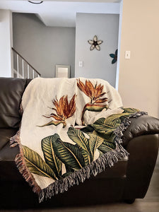 Bird Of Paradise Throw Blanket, Floral Design, Cozy And Stylish, Interior Decor Blanket, Home Accent, Home Accessory, Interior Design Accent