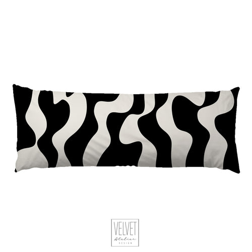 Streamed Pattern Black And White Body Pillow