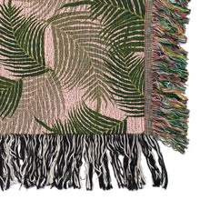 Load image into Gallery viewer, Palm Tree Leaves Woven Throw Blanket, Cozy And Stylish, Interior Decor Blanket, Home Accent, Home Accessory, Tropical Design