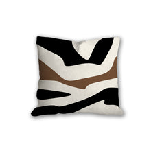 Load image into Gallery viewer, Black and brown organic shapes pillow