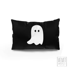 Load image into Gallery viewer, Ghost pillow with white ghost. Cover and insert or just the cover. Cute and spooky ghost for Halloween decor