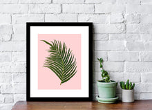 Load image into Gallery viewer, Palm tree leaf framed art, tropical art, wall art, palm tree leaf print, tropical giclee wall decor, wall hanging, Interior design, coastal