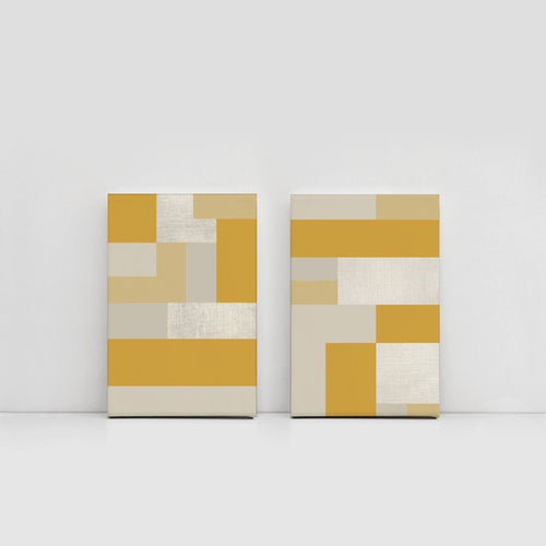 Mustard abstract art, set of 2 canvas gallery wrapped, modern art, wall art, trendy giclee wall decor, wall hanging, Interior design, home