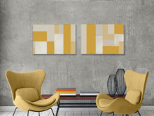 Load image into Gallery viewer, Mustard abstract art, set of 2 canvas gallery wrapped, modern art, wall art, trendy giclee wall decor, wall hanging, Interior design, home
