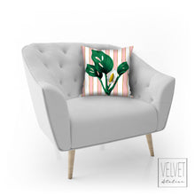 Load image into Gallery viewer, Monstera Lily pillow, modern pillow, Interior decor, home decor, pillow cover and insert, cotton pillow cover, chic decor style, white lily