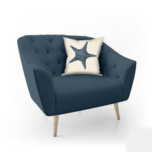 Load image into Gallery viewer, Starfish pillow, coastal decor accent, modern, home decor, pillow cover and insert, accent cushion, beach home style, ocean art