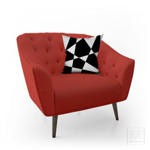 Load image into Gallery viewer, Black mirror throw pillow, modern Interior decor, monochromatic design, home decor, pillow cover and insert, black and white, shapes