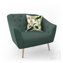 Load image into Gallery viewer, Yellow flowers throw pillow, botanical accent, modern pillow, Interior decor, home decor, pillow cover and insert, stylish decor, floral