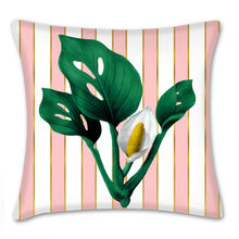 Load image into Gallery viewer, Monstera Lily pillow, modern pillow, Interior decor, home decor, pillow cover and insert, cotton pillow cover, chic decor style, white lily