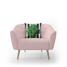 Load image into Gallery viewer, Jungle monstera plant pillow, modern Interior decor, home decor, pillow cover and insert, accent cushion, black and white stripes, tropical