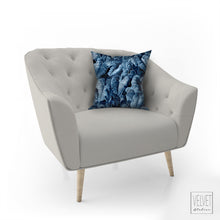 Load image into Gallery viewer, Blue monstera leaves pillow, modern Interior decor, home decor, pillow cover and insert, accent cushion, tropical, home accessory, accent