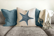 Load image into Gallery viewer, Starfish pillow, coastal decor accent, modern, home decor, pillow cover and insert, accent cushion, beach home style, ocean art