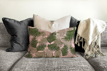 Load image into Gallery viewer, Palm tree leaves pillow, tropical throw pillow, Interior decor, home decor, pillow cover and insert, coastal interior design, beverly hills