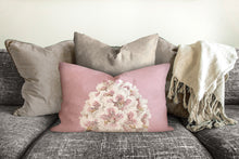 Load image into Gallery viewer, White flowers throw pillow, pink floral pillow, Interior decor, home decor, pillow cover and insert, botanical decor, tropical decor pillow