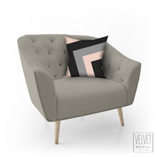 Load image into Gallery viewer, Geometric print pillow, pink, black, gray, modern pillow, Interior decor, home decor, pillow cover and insert, cotton pillow, accent pillow