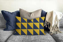 Load image into Gallery viewer, Blue and yellow Geometric throw pillow, bold, modern pillow, Interior decor, home decor, pillow cover and insert, accent pillow, insert