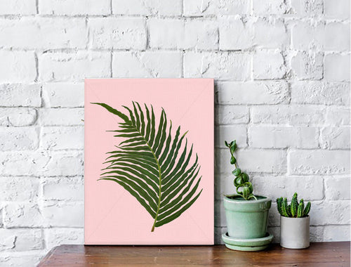 Palm tree leaf canvas art, tropical art, wall art, palm tree leaf print, tropical giclee wall decor, wall hanging, Interior design, coastal