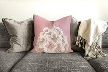 Load image into Gallery viewer, White flowers throw pillow, pink floral pillow, Interior decor, home decor, pillow cover and insert, botanical decor, tropical decor pillow