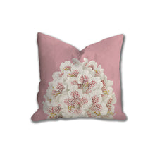 Load image into Gallery viewer, White flowers throw pillow, pink floral pillow, Interior decor, home decor, pillow cover and insert, botanical decor, tropical decor pillow