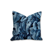 Load image into Gallery viewer, Blue monstera leaves pillow, modern Interior decor, home decor, pillow cover and insert, accent cushion, tropical, home accessory, accent