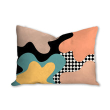 Load image into Gallery viewer, Retro mod pillow, abstract decorative pillow, 80&#39;s 90&#39;s modern Interior decor, home decor, pillow cover, pillow insert checkered pillow case