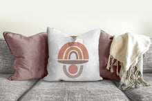 Load image into Gallery viewer, Mid century geometric pillow, half circles, rainbow pillow, modern Interior decor, retro design, home decor, pillow cover and insert