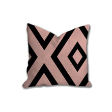 Load image into Gallery viewer, XO Geometric throw pillow, linear black pattern, modern pillow, Interior decor, home decor, pillow cover and insert, accent pillow, insert