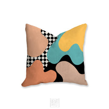 Load image into Gallery viewer, Abstract pillow, Retro decorative pillow, 80's modern Interior decor, home decor, mod, cover and insert blush and blue pillow, pillow case