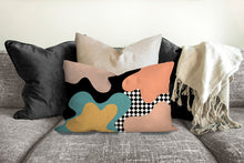 Load image into Gallery viewer, Retro mod pillow, abstract decorative pillow, 80's 90's modern Interior decor, home decor, pillow cover, pillow insert checkered pillow case