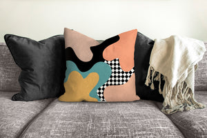 Retro mod pillow, abstract decorative pillow, 80&#39;s 90&#39;s modern Interior decor, home decor, pillow cover, pillow insert checkered pillow case