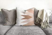Load image into Gallery viewer, Bohemian pillow, mid century inspired, geometric, retro style, Interior decor, home decor, pillow cover and insert, home accent pillow