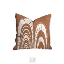 Load image into Gallery viewer, Boho pillow, mid century inspired, terra cotta, abstract style, Interior decor, home decor, pillow cover and insert, home accent pillow