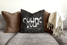 Load image into Gallery viewer, Blessings, cinnamon color, mid century letters, groovy, Boho pillow, retro pillow, throw pillow, pillow cover and insert, accent pillow