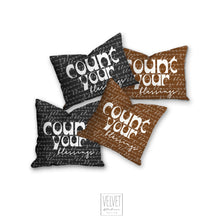 Load image into Gallery viewer, Blessings, cinnamon color, mid century letters, groovy, Boho pillow, retro pillow, throw pillow, pillow cover and insert, accent pillow