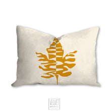 Load image into Gallery viewer, Maple leaf throw pillow, yellow and beige, fall decor, fall pillow, autumn, thanksgiving decor, home, pillow cover and insert, accent pillow