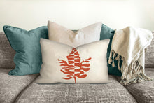 Load image into Gallery viewer, Maple leaf throw pillow, orange and beige, fall decor, fall pillow, autumn, thanksgiving decor, home, pillow cover and insert, accent pillow