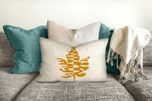Load image into Gallery viewer, Maple leaf throw pillow, yellow and beige, fall decor, fall pillow, autumn, thanksgiving decor, home, pillow cover and insert, accent pillow