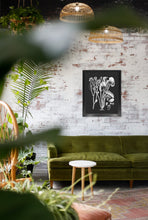 Load image into Gallery viewer, Botanical Art, Print And Frame Ready To Hang. Black And White Plant Illustration, Vintage Art, Chalk Board, Retro boho style, home decor