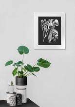 Load image into Gallery viewer, Botanical Art, Print And Frame Ready To Hang. Black And White Plant Illustration, Vintage Art, Chalk Board, Retro boho style, home decor