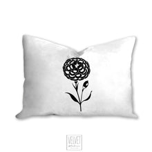 Load image into Gallery viewer, Floral pillow, black and white dahlia, botanical, garden flowers, natural decor, farmhouse, pillow cover, decorative pillow, pillow case
