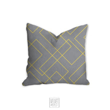 Load image into Gallery viewer, Geometric throw pillow, yellow and gray, abstract, Interior decor, home decor, pillow cover and insert, coastal decor, Interior design