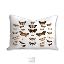 Load image into Gallery viewer, Butterflies pillow, brown butterflies, rustic, botanical, natural decor, home decor, pillow cover, pillow insert, pillow case, insect art