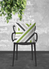 Load image into Gallery viewer, Stripes pillow, green and gray linear pattern, minimalistic, modern pillow, Interior decor, home decor pillow cover and insert, home accents