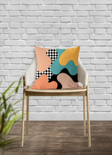 Load image into Gallery viewer, Abstract pillow, Retro decorative pillow, 80's modern Interior decor, home decor, mod, cover and insert blush and blue pillow, pillow case