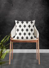 Load image into Gallery viewer, Deco pillow, art deco fan pattern, black and white, abstract, retro pillow, modern, Interior decor, home decor pillow cover and insert, home