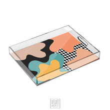 Load image into Gallery viewer, Retro mod tray, acrylic tray, serving tray, home decor, center piece, 80's 80's, nostalgia decor, home retro style, oldie, checkered, party