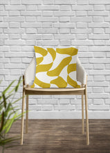 Load image into Gallery viewer, Abstract mod pillow, decorative yellow pattern, modern Interior decor, home decor, pillow cover, pillow insert, pillow case, modern pillow