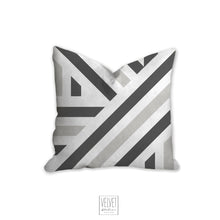 Load image into Gallery viewer, Pillow with stripes, gray linear pattern, minimalistic, modern pillow, Interior decor, home decor pillow cover and insert, home accents